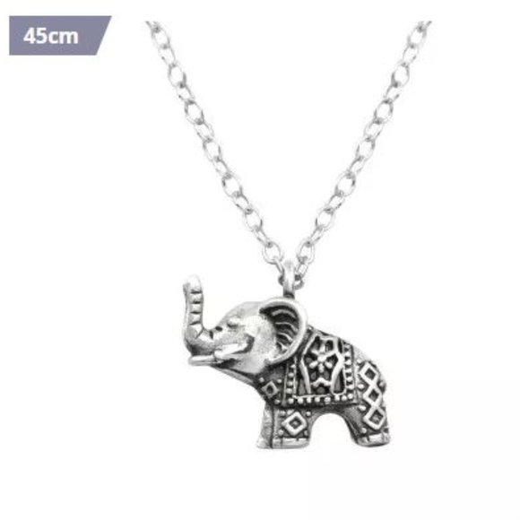 Dainty Solid .925 Sterling Silver Elephant Necklace - Picture 1 of 4
